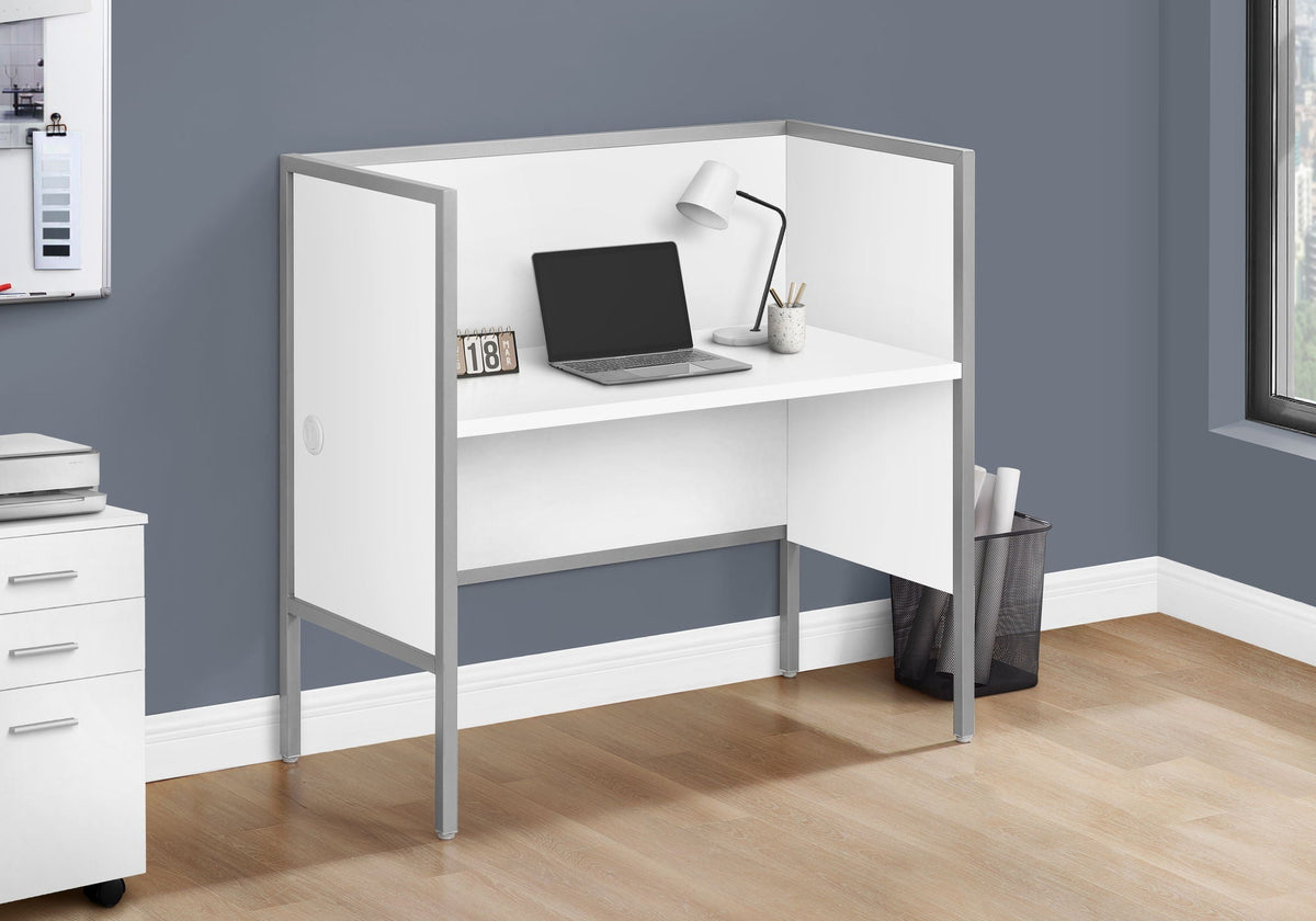Commercial Grade Office Cubicle Desk with Privacy Panel - Dark Gray or White