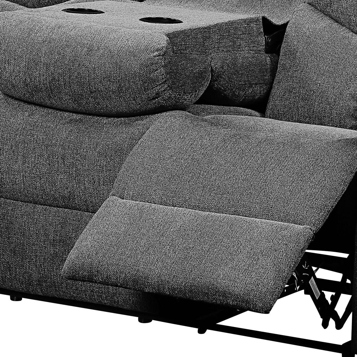 Kalen Chenille Reclining Sofa with Drop Down Table - Gray