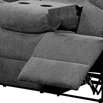 Kalen Chenille Reclining Sofa with Drop Down Table - Gray
