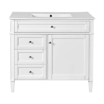 36" Bathroom Vanity with Ceramic Sink and Storage Drawers - Multiple Colors