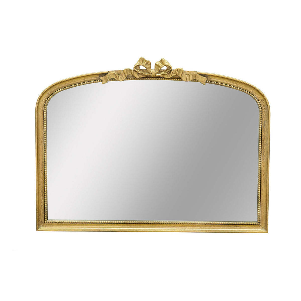 Baroque Style Gold Arch Mirror with Ornate Scrollwork - Gold