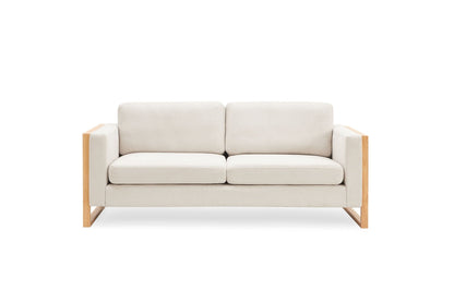 Modern 3-Seater Sofa with Solid Wood Legs - Beige or White