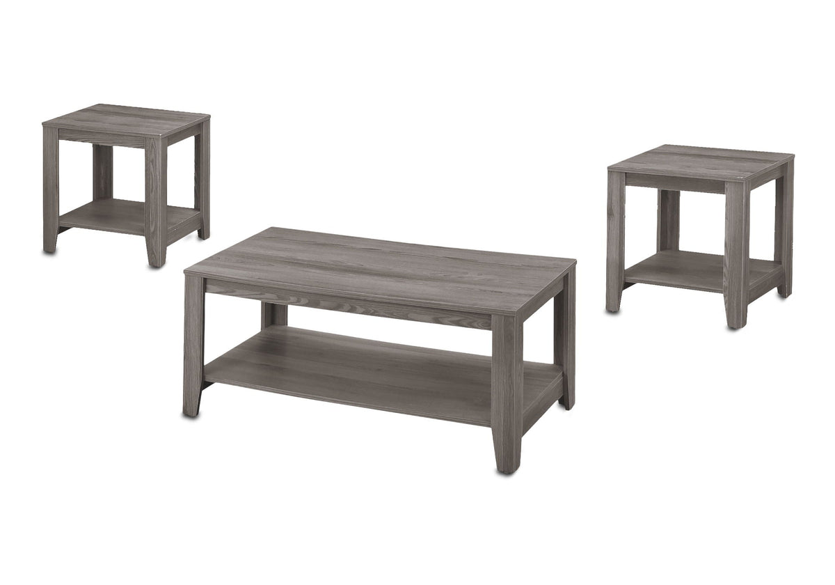 3-Piece Transitional Table Set with Storage Shelf - Dark Gray