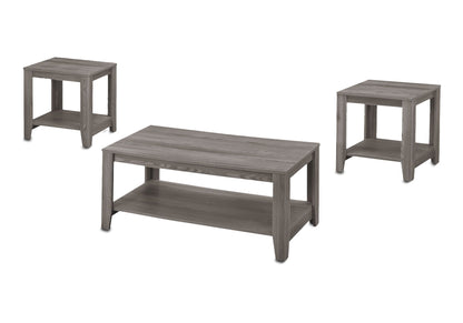 3-Piece Transitional Table Set with Storage Shelf - Dark Gray