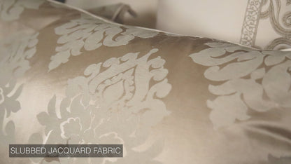 Ivory Damask Jacquard Comforter Ensemble with Embroidered Border - 9-Piece Set