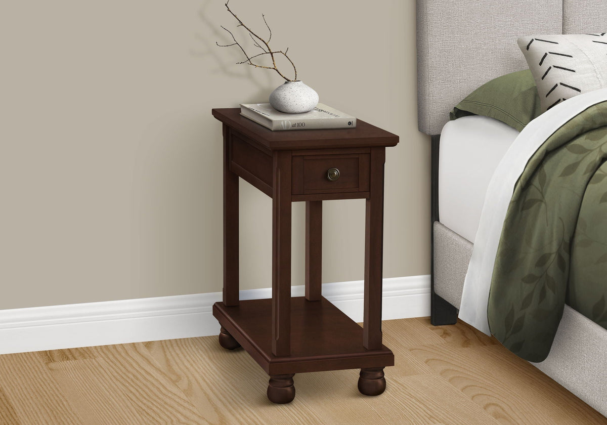 Espresso Accent End Table with Storage Drawer - Wood