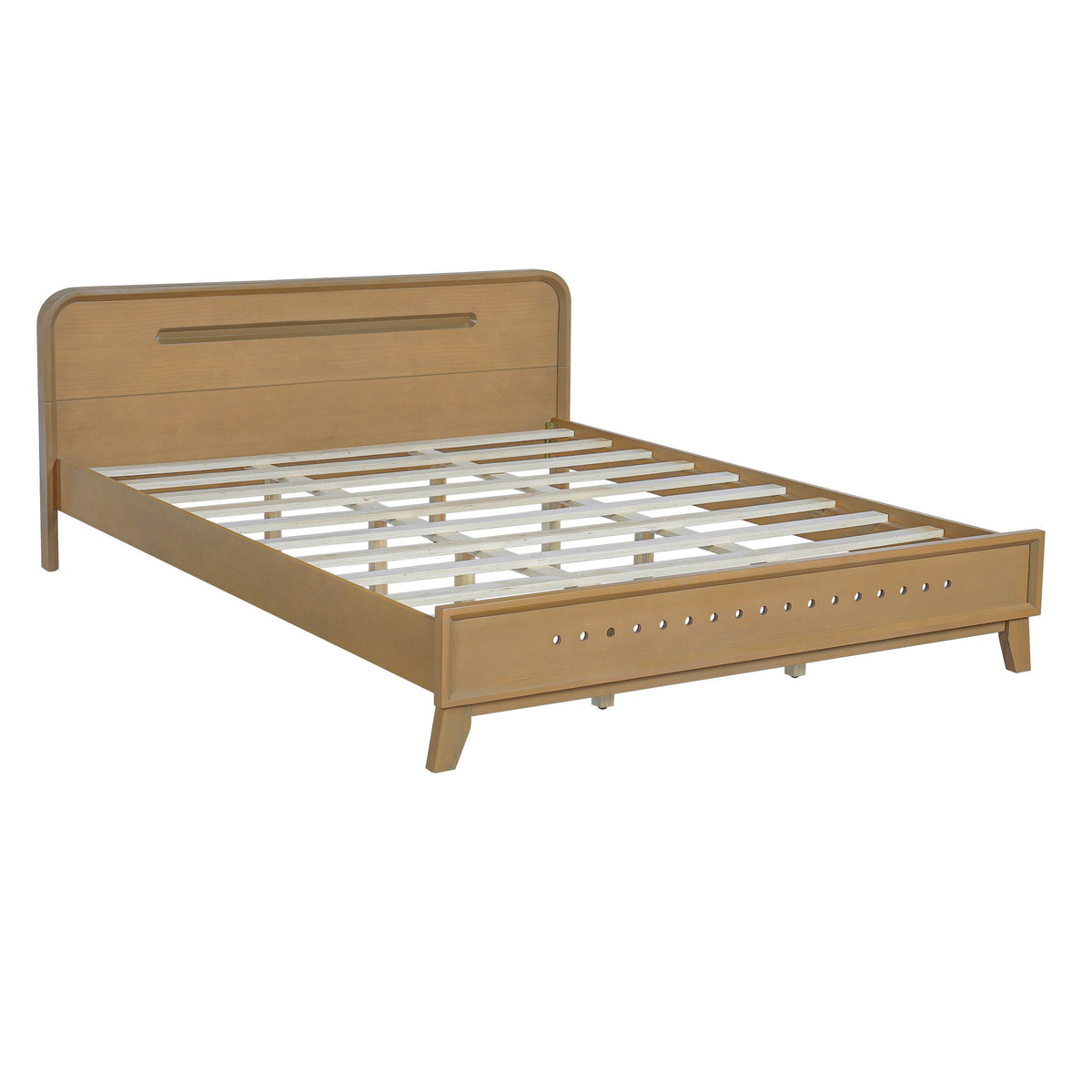 Pine Solid Wood Queen Size Bed in Rustic Yellow