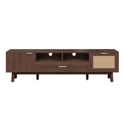 TV Stand for 75" TVs with Soft-Closing Doors - Dark Brown