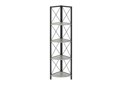 4-Tier Corner Bookshelf with Marble Look and Metal Frame - Black