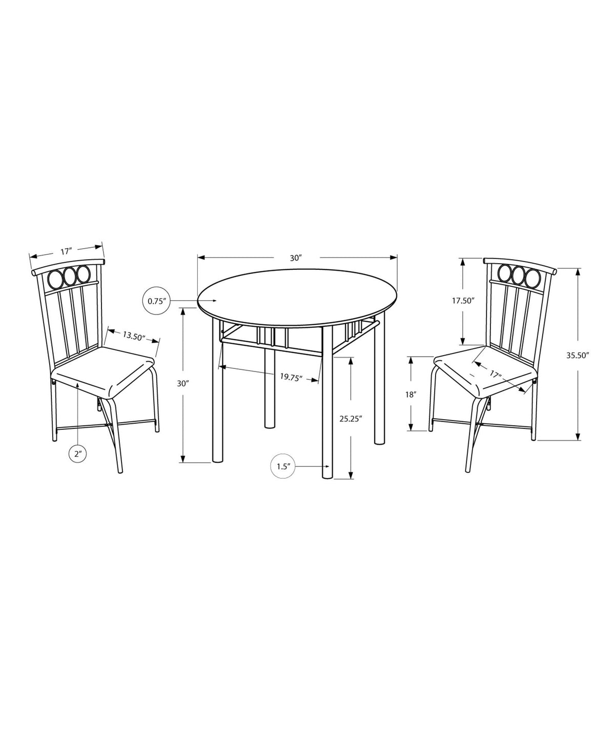 3 Pieces Dining Table Set: Contemporary & Modern