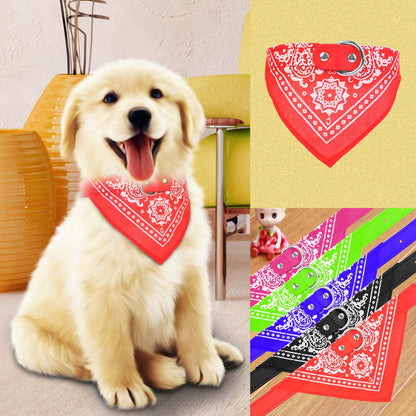 Adjustable Bandana Leather Pet Collar Triangle Scarf