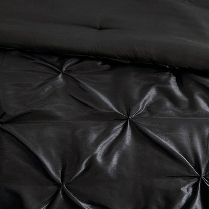 Black 7 Piece Tufted Comforter Set with Embroidered Details - King