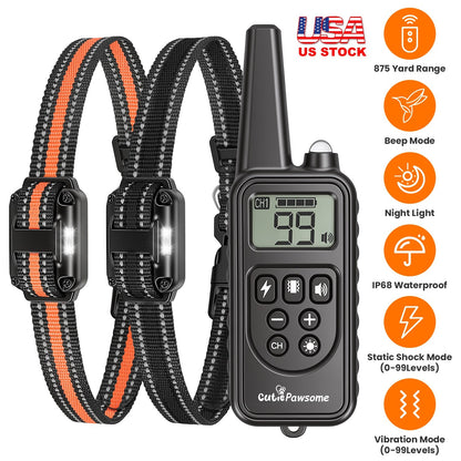 Rechargeable Dog Training Collar with Remote – 875 Yard Range
