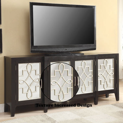 Mirrored Accent Console Cabinet with Solid Wood Legs - Black or Gray