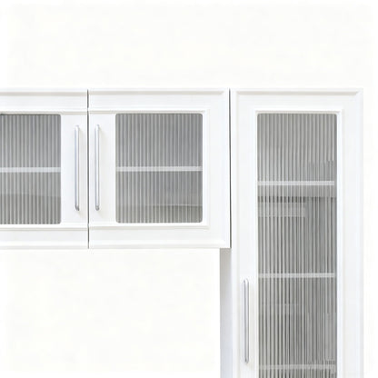 Modern Entertainment Center with Fluted Glass Doors - White or Black