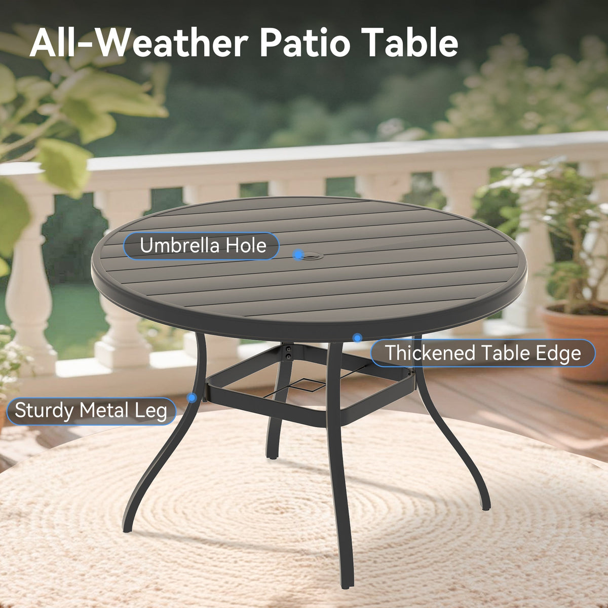 5-Piece Outdoor Patio Dining Set with Stackable Metal Chairs – Black