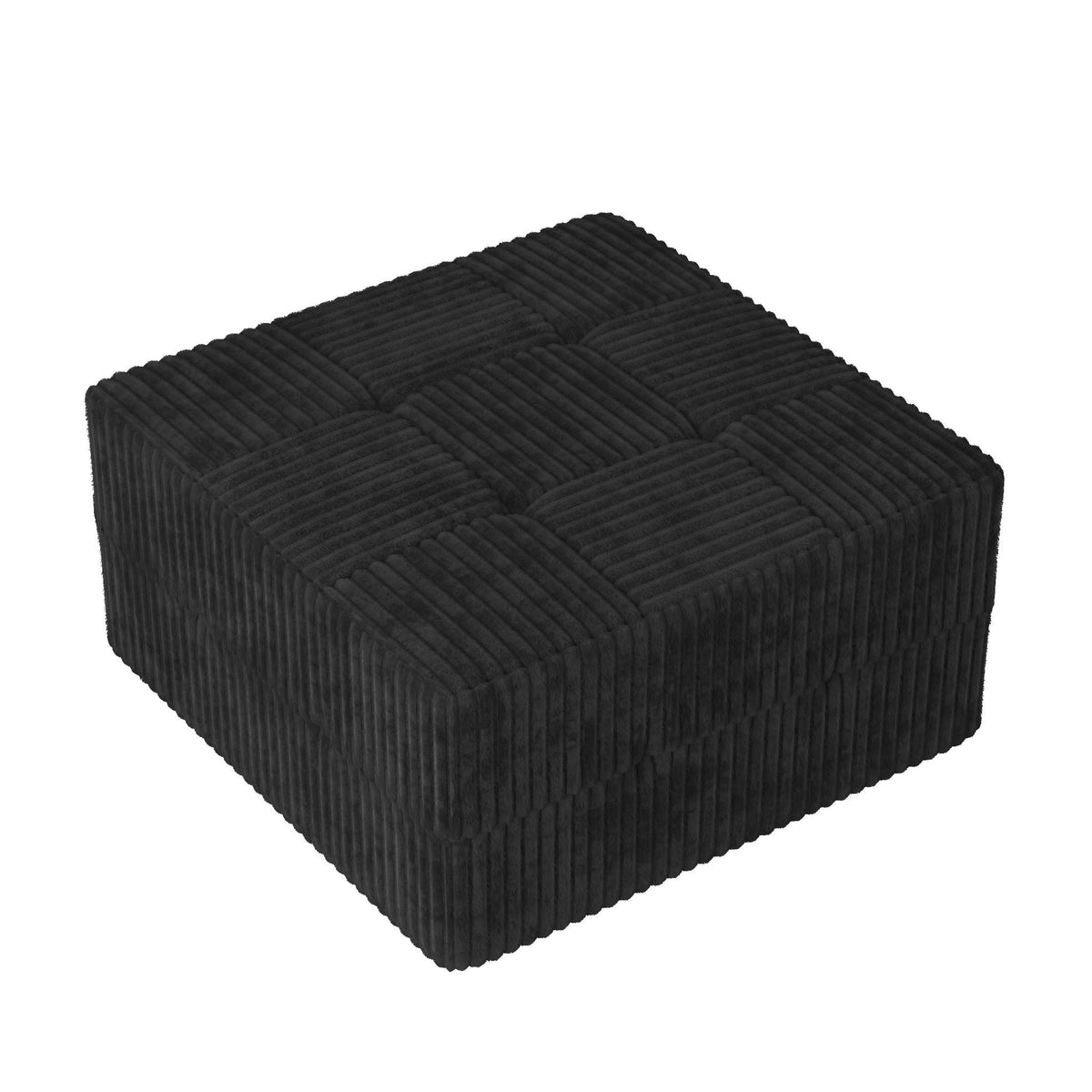 Modern Minimalist Ottoman Sofa Sleeper with Fabric Upholstery - Dark Gray or Black