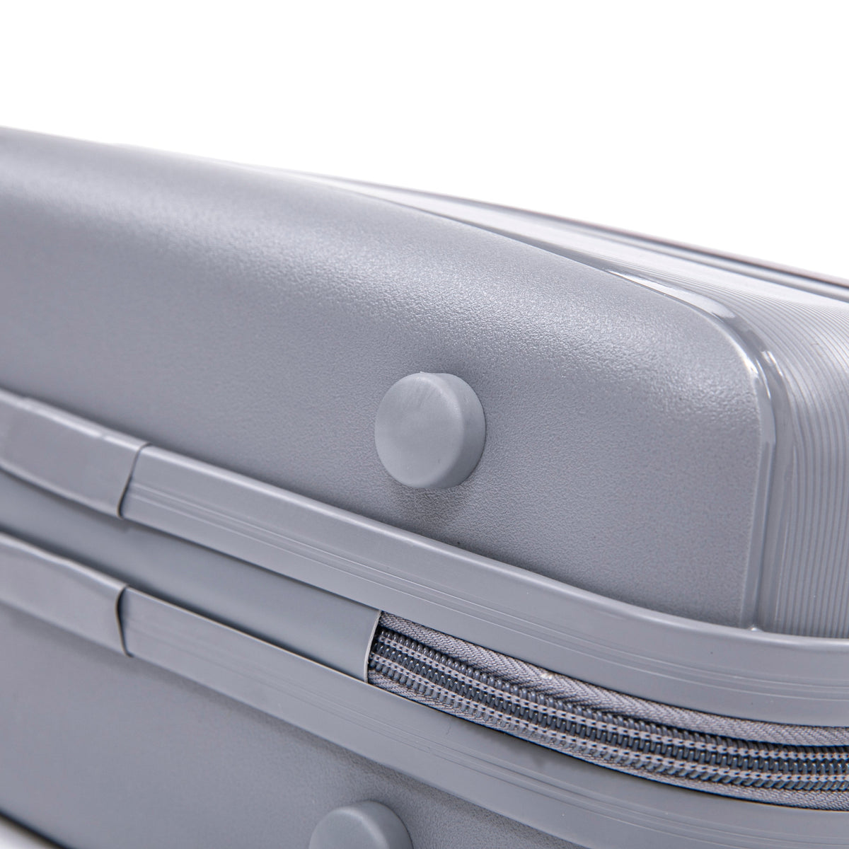 4-Piece Polypropylene Luggage Set with Spinner Wheels and Cosmetic Case - Light Gray