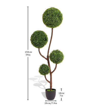 Artificial Boxwood Topiary Tree Triple Ball Shaped Faux Plant