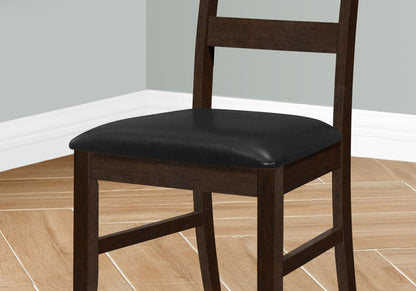 Transitional Upholstered Dining Chair Set of 2 with Solid Wood Legs - Black