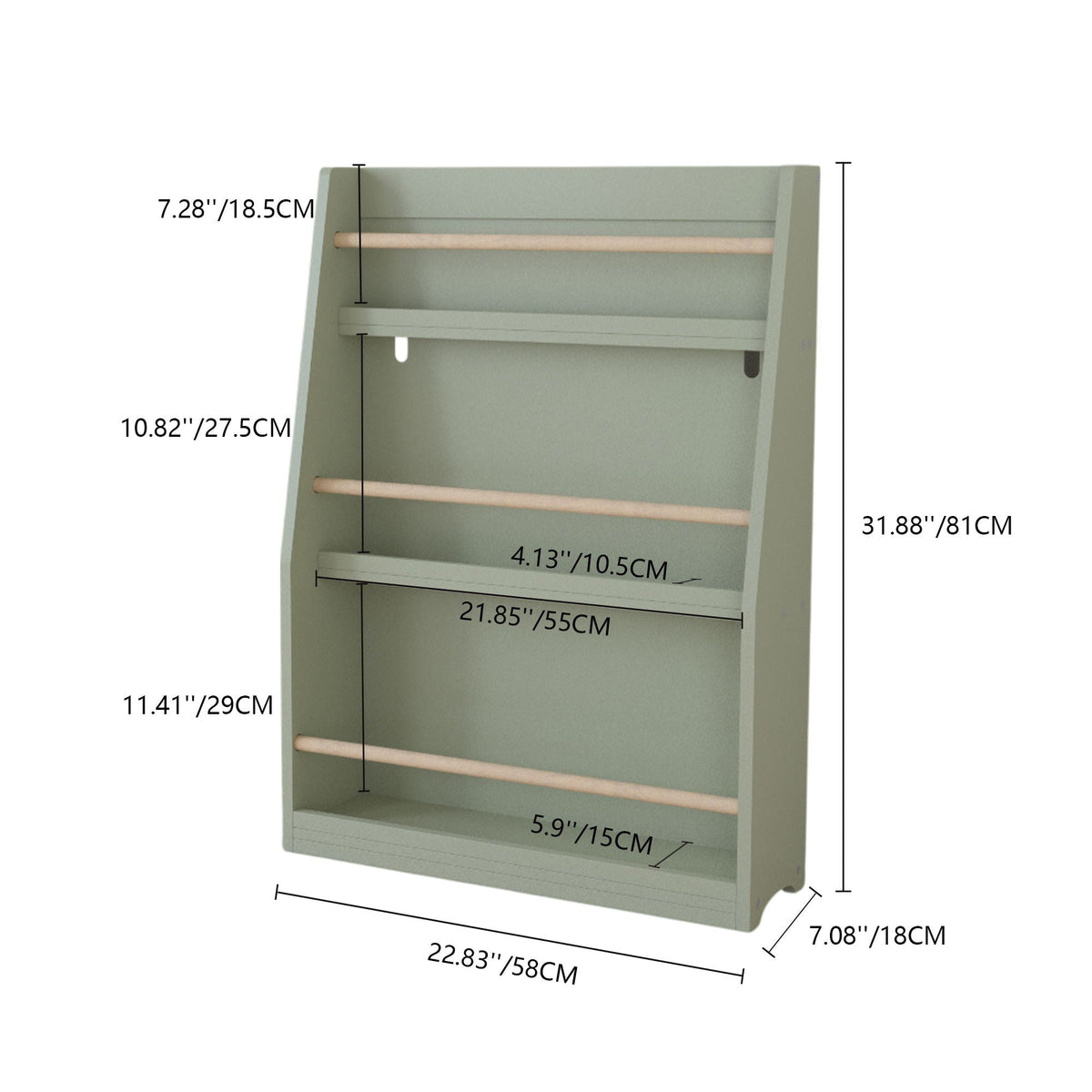 3 Tier Book Shelf with Compact Storage - Multiple Colors