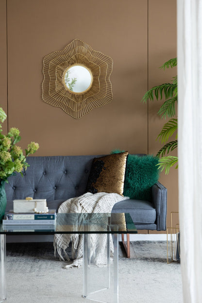 Starburst Metal Wall Mirror with Gold Iron Frame - 27"