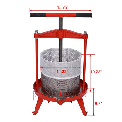 Fruit and Wine Press with T-Shaped Hand Shank - Red