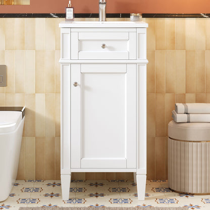 French Style Bathroom Vanity with Ceramic Sink and Soft-Close Doors - Black or White