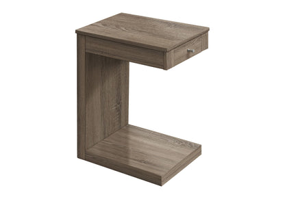 C-Shaped Accent Table with Hidden Drawer - Taupe