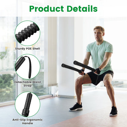 1Pair Ropeless Battle Ropes for Home Portable Compact Workout Exercise Training Battle Rope With Waist Strap for Women Men Strength Training Spring Ba