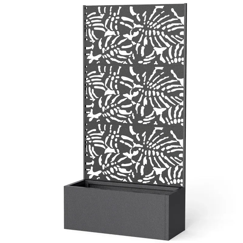 Trellis Planter with Spacious Metal Box and Efficient Drainage - Black