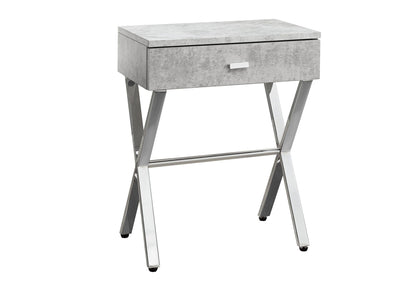 Accent Side X Table with Storage Drawer – Wood & Metal Modern Table