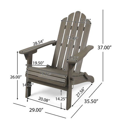 Outdoor Foldable Adirondack Chair With Hand Crafted Details - Gray
