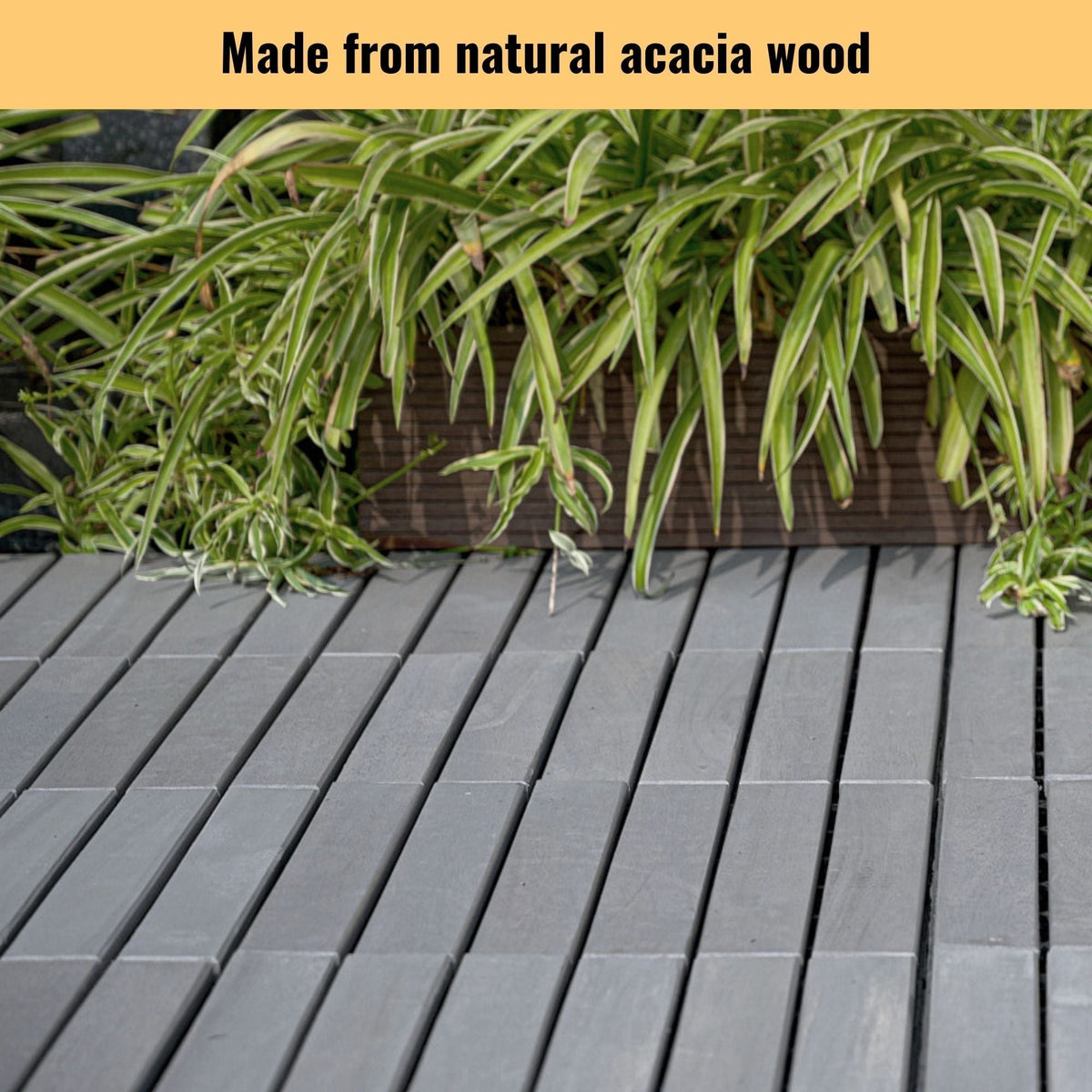 Striped Interlocking Deck Tiles with Waterproof Design - Brown, Gray, Light Brown