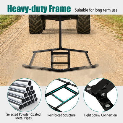 66" Wide Driveway Drag Tow Behind Landscape Leveling Rake with Reinforced Bars-Black