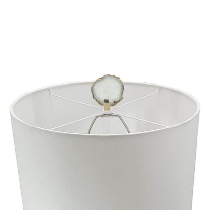 Smoke Agate-Slice Table Lamp with Marble Base - Genuine Agate