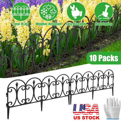 Garden Edging Border Panels 10-Pack with Rotatable Connectors