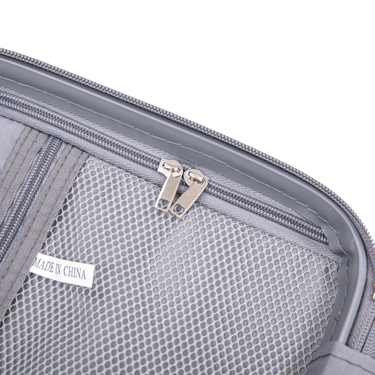 4-Piece Polypropylene Luggage Set with Spinner Wheels and Cosmetic Case - Light Gray