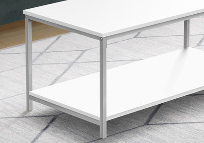 Rectangular Coffee Table with Metal Base - White