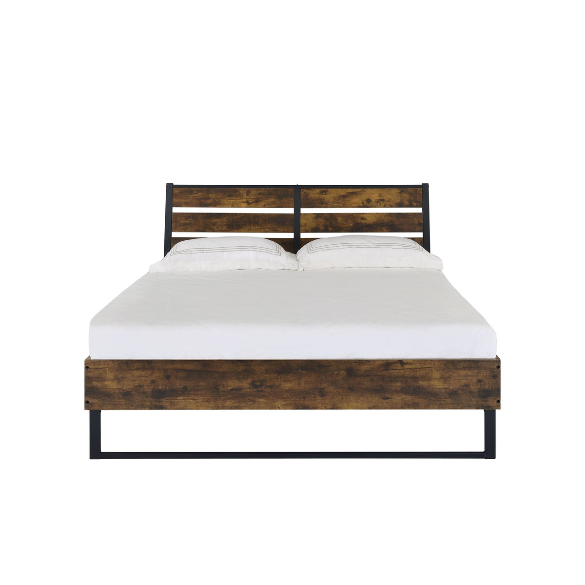 Juvanth Rustic Bed King Panel with Under Bed Storage Option – Dark Brown