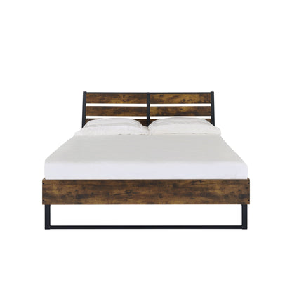 Juvanth Rustic Bed King Panel with Under Bed Storage Option – Dark Brown