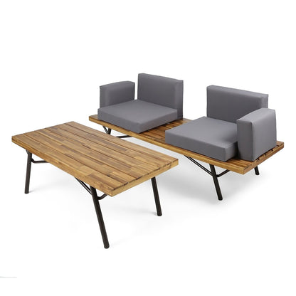 2 Piece Patio Set with Loveseat and Coffee Table - Natural Dark Gray