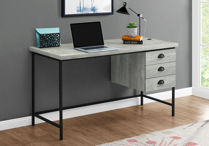Contemporary Computer Desk with 3 Storage Drawers - Dark Gray, Gray, or Dark Brown