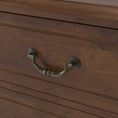 Farmhouse Nightstand with 2 Drawer, Solid Wood Bedside Table - Walnut