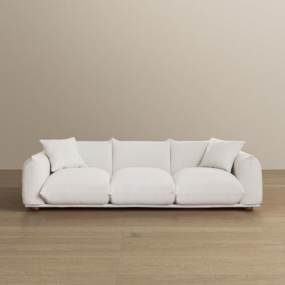Kely Modern 100'' Cream Boucle Upholstered Sofa with Solid Wood Frame - Cream