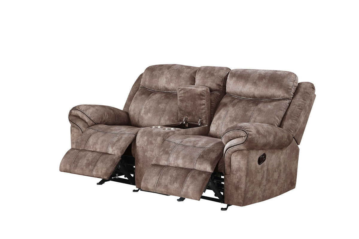 Two-Tone Reclining Loveseat with USB Console - Dark Gray or Dark Brown