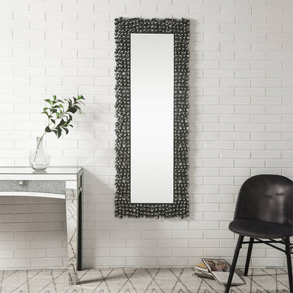Mirrored & Faux Gems Accent Mirror with Beveled Frame - Silver
