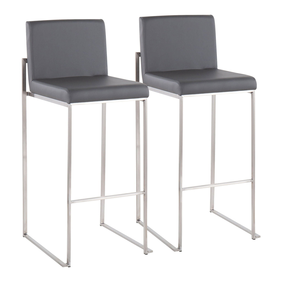 Contemporary High Back Barstool Set with Upholstered Seat – Multiple Colors