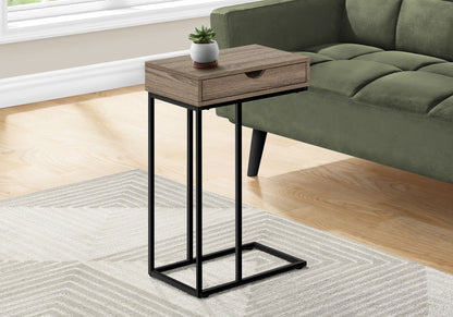 C-Shaped Accent Table with Storage Drawer - Light Brown or White