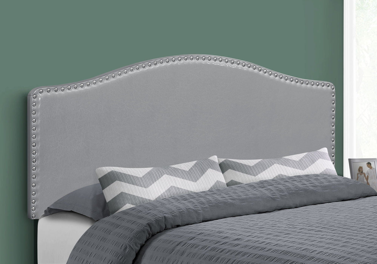 Queen Size Upholstered Gray Headboard - Transitional Style
